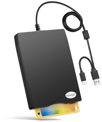 USB Type A/C Floppy Disk Drive - External 3.5 Inch 1.44 MB Reader/Player/Converter Compatible With Windows 11/10/8/7/XP/2000 PC Laptop and Desktop
