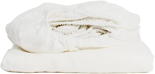 Drap-Housse 100% Lin Lavé en Blanc 160x200x20 cm I Ourlet élastique continu I Hypoallergénique, thermorégulation I Doux et Souple pour Les Peaux Les Plus sensibles I Convient à Toutes Les Saisons