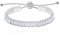 Uloveido Dainty Emerald Cut Rectangular Cubic Zirconia Link Chain Bolo Tennis Bracelets Adjustable Silver Tone Y1788 (Platinum, White)