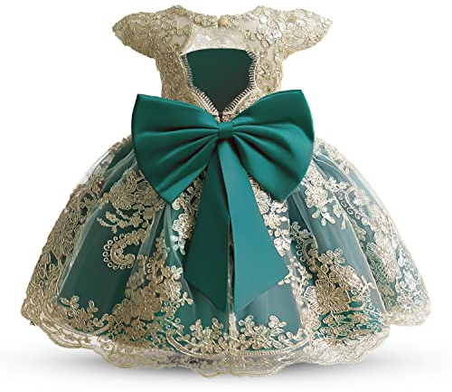 NNJXD Baby Girl Dress Flower Embroidery Princess Tutu Pageant Party Gown 2006 Green Size(110) 3-4 Years