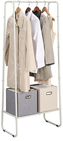 SunnyPoint Freestanding Clothes Garment Rack, Organizer Closet (OFF-WHITE)