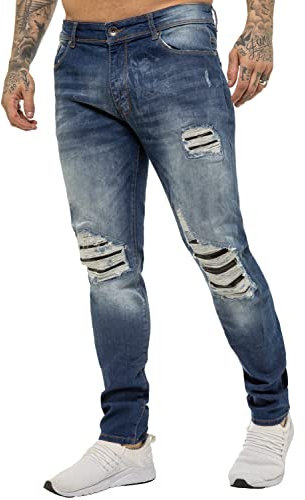 989Zé ENZO Mens Jeans Skinny Stretch Denim EZ420 Slim Fit Cotton Trousers All Waist Sizes MSW 36