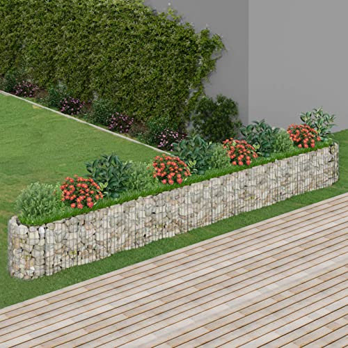ZEYUAN Gabionen-Hochbeet, Kräuterspirale, Hochbeet Im Garten, Pflanzkübel, Pflanzsteine, Verzinktes Eisen 470x50x50 cm