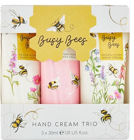 Heathcote & Ivory Hand Cream 3x 30 ml, Vegan Honey, 3 Fragrances, Travel Size and Cruelty Friendly, Ideal For Toiletry and Wash Bag, Beauty Gifts For Her, Busy Bees Collection