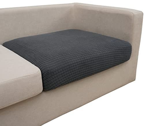 Eismodra Issmodra Sofföverdrag, 3-sitsig, stretch, sittdyna, soffa, överkast, soffskydd, elastiskt överdrag för L-form, mörkgrå, längd 65-95 cm (1 stycken)