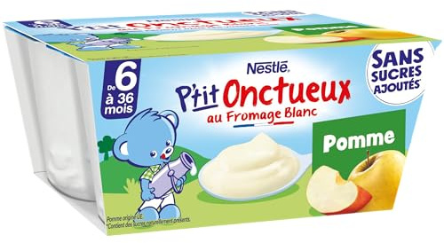 Nestlé Bébé - P'tit onctueux Pomme sans sucres ajoutés - dès 6 mois - 4 x 90g
