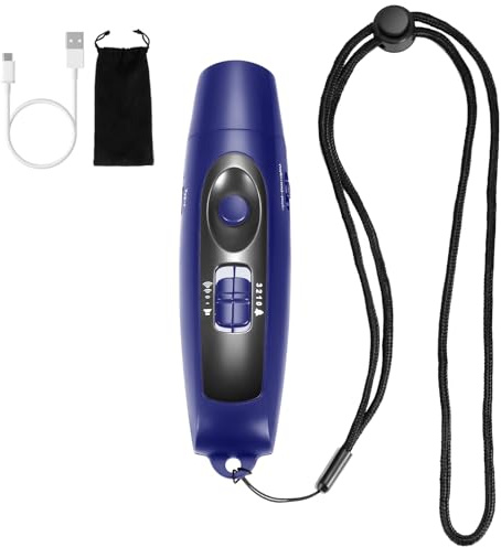 Electronic Whistle Rechargeable for Referees Coaches Teachers Electric Whistle Handheld Whistles with USB Charging for Outdoor Sports Games Emergency Whistle with Lanyard 4 Tones High Volume, Blue