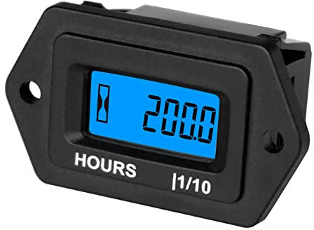 NInE-ROnG Digital LCD DC 9 V till 65 V drifttimräknare med blå bakgrundsbelysning, vattentät, datalagring, användning för husbil, gräsklippare, snöskoter, skrubber