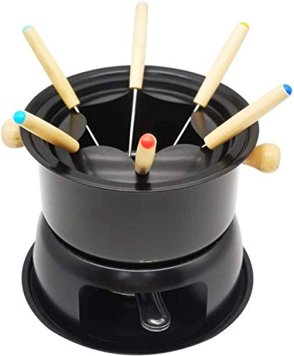 VIXPET Ensemble de Fondue de Luxe, Mini Fondue au Chocolat et au Fromage épais multifonctionnelle avec 6 fourchettes en Acier Inoxydable