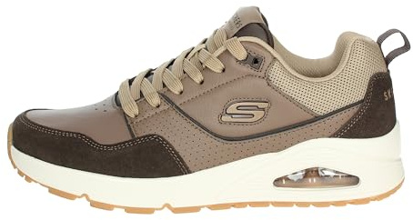 Skechers Uno Retro OneSneaker Uomo, Pelle Marrone e Pelle Scamosciata Duraleather Mesh, 46 EU