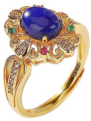 Damsafirring i S925 sterling silver och förgylld med justerbar, genombruten kronring, 82 cm (3