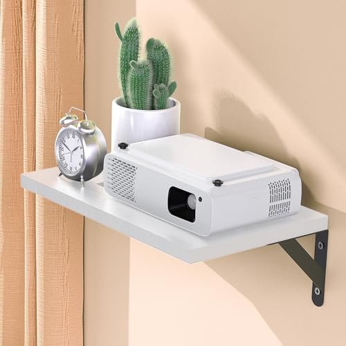 DAWASAPAT Projector Shelf/Modem Shelf/Router Shelf/Cable Box Wall Mount/Router Wall Mount, 15.7 x 9.8(Lx W) White Projector Holder Stand Accessories with Cable Ties