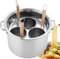 OmePS Pasta-Nudeltopf, 3-Loch-Nudelkocher-Set aus Edelstahl mit Einsatz, Siebkorb, Suppentöpfe-Set für Zuhause, Küche, Restaurant, gewerbliches Kochwerkzeug, alle Arten von Kochfeldern