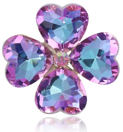 Broche de trébol de cuatro hojas de trébol para el día de San Patricio, trébol irlandés de la suerte, decoración de flores de cristal, elegante, ramillete para sombrero, bolsa, traje, corbata, regalo