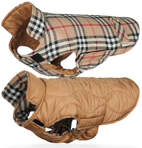 VIVAGLORY Dog Winter Coat Softjoy Warm Dog Jacket, M, Khaki
