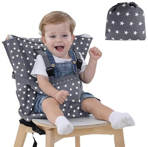 Bärbar baby hög säker sittsele för småbarn spädbarn barnstol fast och fallsäker baby resa väsentlig hög booster säte med justerbara remmar axelbälte resa barnstol för småbarn 1-3