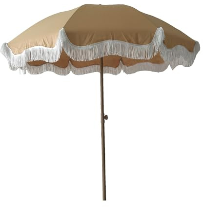 Ombrellone da giardino vintage con frange, ombrellone da spiaggia portatile per le vacanze, ombrellone da esterno per patio, ombrellone da tavolo per il mercato, per il prato del cortile sul retro