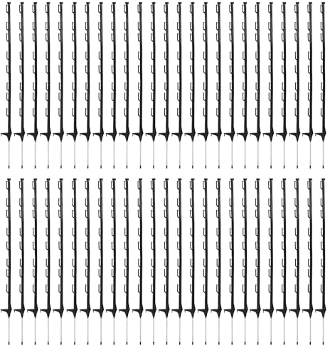 50 x 4ft Black Electric Fence Plastic Poly Posts Temporary Fencing Horse Paddock Line Stakes Poles
