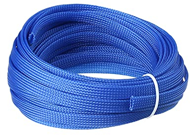 Othmro Manchon de Câble Tressé Flexible et Extensible Largeur : 8 mm, Longueur : 10 m, Bleu, Convient aux Câbles d'alimentation, aux Câbles Audio-Vidéo, aux Câbles de Fixation et d'interconnexion