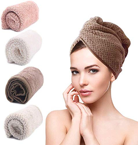 mreechan Haarturban, Haartrockentuch, Haarturban Handtuch für die Haare, Schnell trocknendes Handtuch,4 Stück Handtuch Kopftuch Schnelltrocknend saugfähig Haar Trocknendes Tuch für Mädchen Frauen