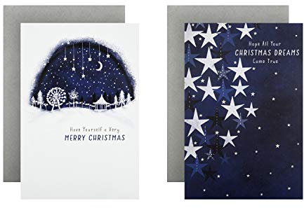 Hallmark Weihnachtskarten für Wohltätigkeitsorganisationen, 12 Karten in 2 modernen Sternenhimmel-Designs