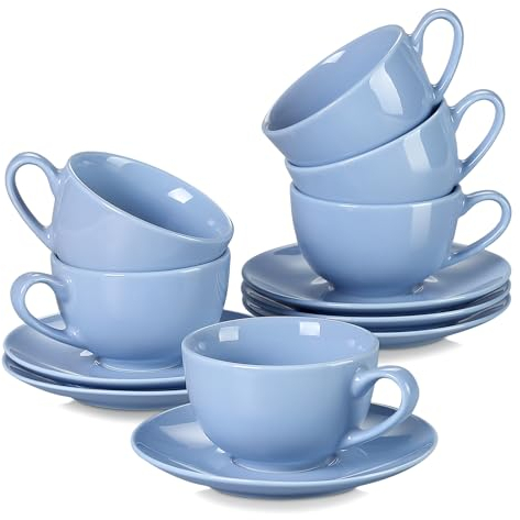 LOVECASA, Serie Sweet, Kaffee-Teeservice aus Porzellan für 6 Personen, Cappuccinotasse 230 ml + Untertasse