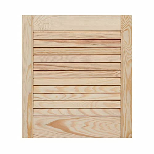 Natural Clear Pine Wood Door, Vented Open Louvre Door – Ready to Paint Internal Cupboard Doors, Wardrobe, Slatted Cupboard Door TMW Profiles (435mm (17.13) Height, 494 mm (19.45) Width)