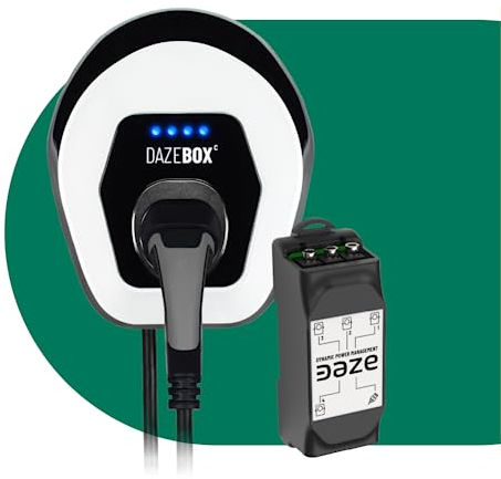 Daze | [KIT] Dazebox C Ladestation Wallbox Mode 3 für EV und PHEV | Integriertes Kabel Typ 2 | App-Daze Konnektivität | (einphasig/bis 7,4 kW / 32A) + [Power Management mit Solar und Night Boost]