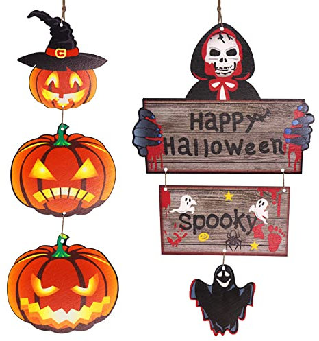 KUIRUNRX® Halloween Segno di Benvenuto, Decorazioni per Feste, Decorazione della Porta della Parete, Forniture per Halloween, 2 Pezzi