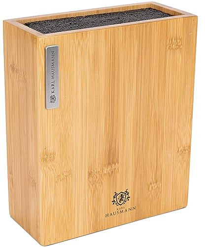 KARL HAUSMANN Ceppo Coltelli da Cucina - 23 x 20 x 9 cm - Portacoltelli da Cucina di Legno con Setole in Plastica Rimovibili - Universale Bambu Porta per Coltelli Vuoto