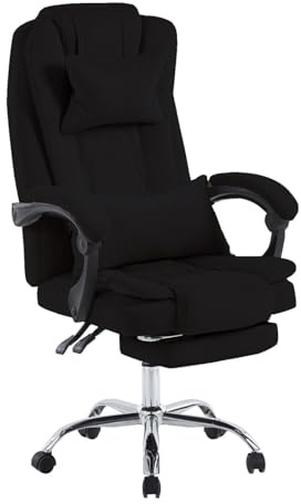 HYGRAD® Velvet Padded Office Chair Reclining Adjustable Swivel Home Office Work Chair Desk Chair Foot Rest Gaming Chair Velvet (Black)