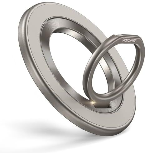 SYNCWIRE Magnetischer Handy-Ringhalter für MagSafe, magnetischer Handygriff-Ringständer Finger-Kickstand mit zweiseitiger Magnetkompatibilität für iPhone 16 Pro Max 15 14 13 12, Android, Titanfarbe