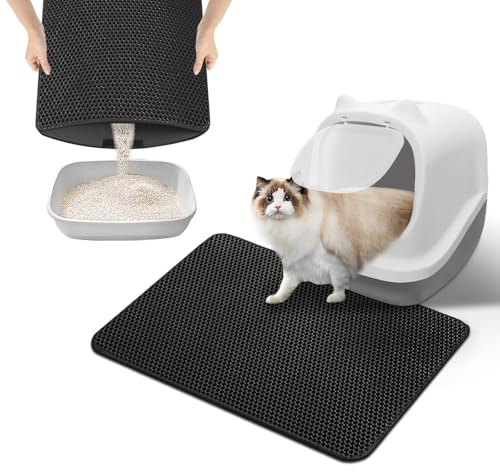 Phantasy Katzenklo Matte 30 * 45 CM, Schwarz Katzenstreu Unterleger Waben Design Vorleger wasserdichte Doppelte Schichte Entwurf Bienenwabe Matte, Katzentoilette Matte