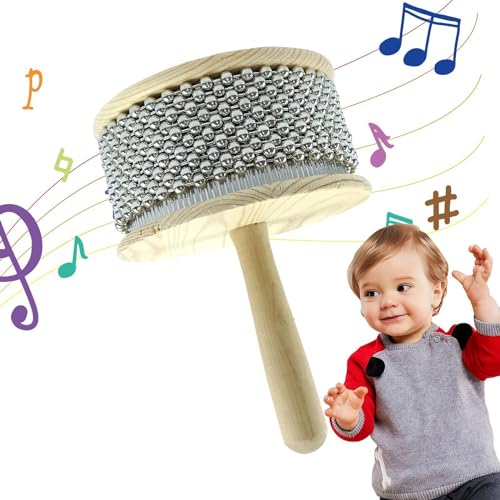 TROONZ -Instrument aus, Percussion aus - -Instrument mit Perlenzylinder,Edelstahlperlen, Percussion-Instrumenten-Shaker, Holzgriff-Percussion-Shaker