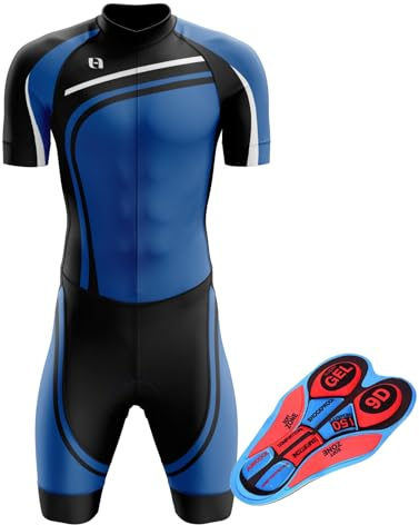 Herren Pro Fahrrad Skinsuit Kurzarm,Herren Pro Trisuit Kurzarm Triathlonanzug für Ironman＋Wettkampfprofi gepolstert,Trisuit Einteiler–Triathlonanzug,für Wettkampf Run,Cycle,Swim (TYP-4,L)