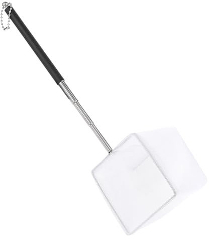 Tiny Fish Tank Net Aquarium Fischnetz Kaliber 8cm Rund Aquarium Garnelennetz mit Ausziehbarem Edelstahlgriff Kescher Aquarium für Aquarien Teiche (Schwarz)