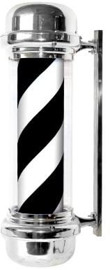 EdfYHSL Barbería Luz Giratoria Poste de luz for barbería, Letrero Giratorio de Rayas for peluquería, luz de Pared for Montar en Pared, Fuente de luz LED Mural(White+Black)