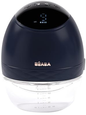 BÉABA, Tire lait electrique Mains libre, Léger, Compact, 3 Modes, 9 Niveaux, 0 Ondes, Silencieux, Grande Contenance 180mL, Minuterie, Fonction Mémoire, 6 séances, Charge USB C, Night blue