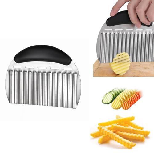 Gjinxi Wellenschneider Pommes Frites Schneider Edelstahl Wellenschneider für Gemüse Schneider Wellenmesser Kartoffeln Karottenchips Gemüse Wellenschneider Obst Fleisch Küchenhobel Werkzeug mit Griff