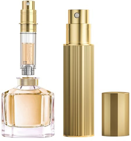 JOOMOKO Parfümzerstäuber Nachfüllbar, 5ml Parfüm Abfüller, Parfum Flakon Leer, parfüm zerstäuber für unterwegs, leer Parfüm Zerstäuber Sprühflasche für Reise unterwegs (GOLD)