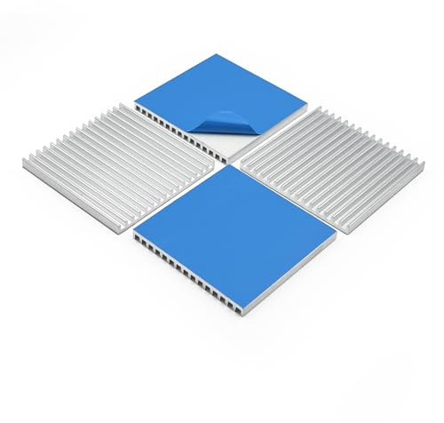 Awxlumv Kit dissipateur thermique 50 x 50 x 4 mm Ruban adhésif conducteur thermique en aluminium fin dissipateurs de chaleur pour module Peltier Chipset de refroidissement 4 pièces