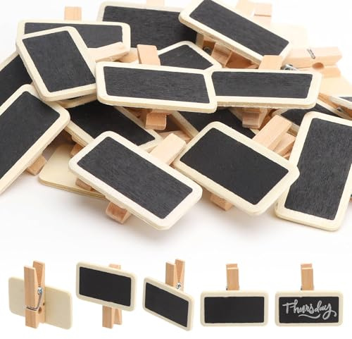KQDRAVINE 50 Pizarras PequeñAs Carpeta, Mini Pizarra Carpeta, Pizarra Pequeña con clip, Tabla de Madera Pequeña con clip para Decoración de Bodas en casa, Marcador Diario
