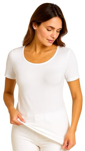 Liabel Chemise en Coton Chaud pour Femme (Pack de 2) - Chemises d'Hiver pour Femme à Manches Longues ou Courtes Sous-Pull Blanc ou Noir Taille S-XL, X-Large
