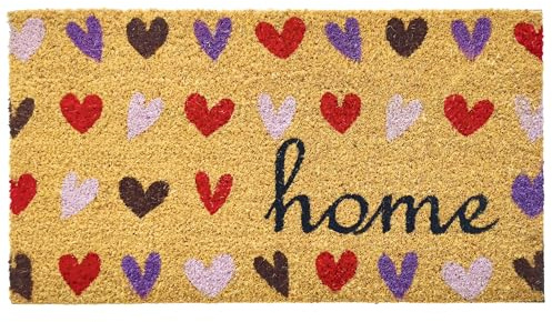 Comart - Zerbino Season in Cocco - 40x70 cm - Design Moderno - Zerbino Ingresso Esterno e Interno - Antiscivolo - Facile da Pulire - Tappeto Asciugapassi con Disegni e Scritte di Benvenuto - Cuori