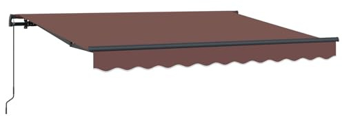 GHVBNMF Toldo retráctil marrón 250 x 200 cm – Toldo con brazo articulado con marco de aluminio y manivela – Protección solar para terraza, balcón y jardín, marco blanco