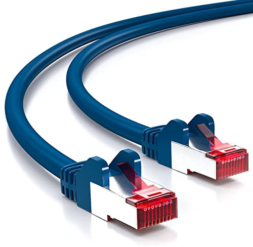 deleyCON 25m Cavo di Rete Cat6-1000 Mbit (Rame, S/FTP, Privo di Alogeni) Cavo Patch RJ45 Gigabit Ethernet LAN - per DSL Internet WLAN Switch Router Modem Patch Panel PoE - Blu