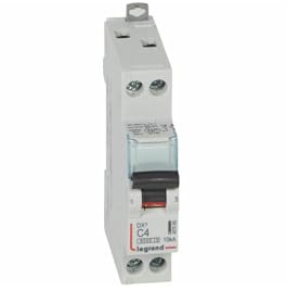 407695 Disjoncteur unipolaire + neutre 4A - 1P+N Courbe C - 6/10kA - À vis - Legrand DX3