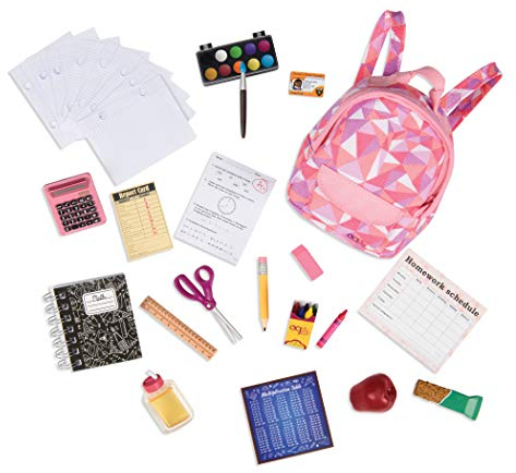 Our Generation BD37326 Off To School Doll Accessories Set - educational toy set Includes a Backpack, Books, Notebook & More- for children aged 3 years and up