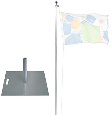 Vispronet Mobiler 6,20 m Alu-Fahnenmast Economy, versch. Bodenelemente, Mast Ø 50 mm, 5-teiliges Stecksystem, für Fahnen & Flaggen (Bodenplatte 55 x 55 cm/19,7 kg)