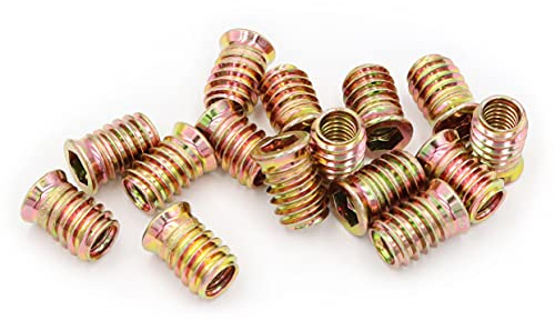 LBY 30pcs Threaded Inserts Nuts, 5/16-18×20mm Furniture Flanged Screw-in Nut, Hex Socket Drive, Carbon Steel (Zinc Plated), Yellow